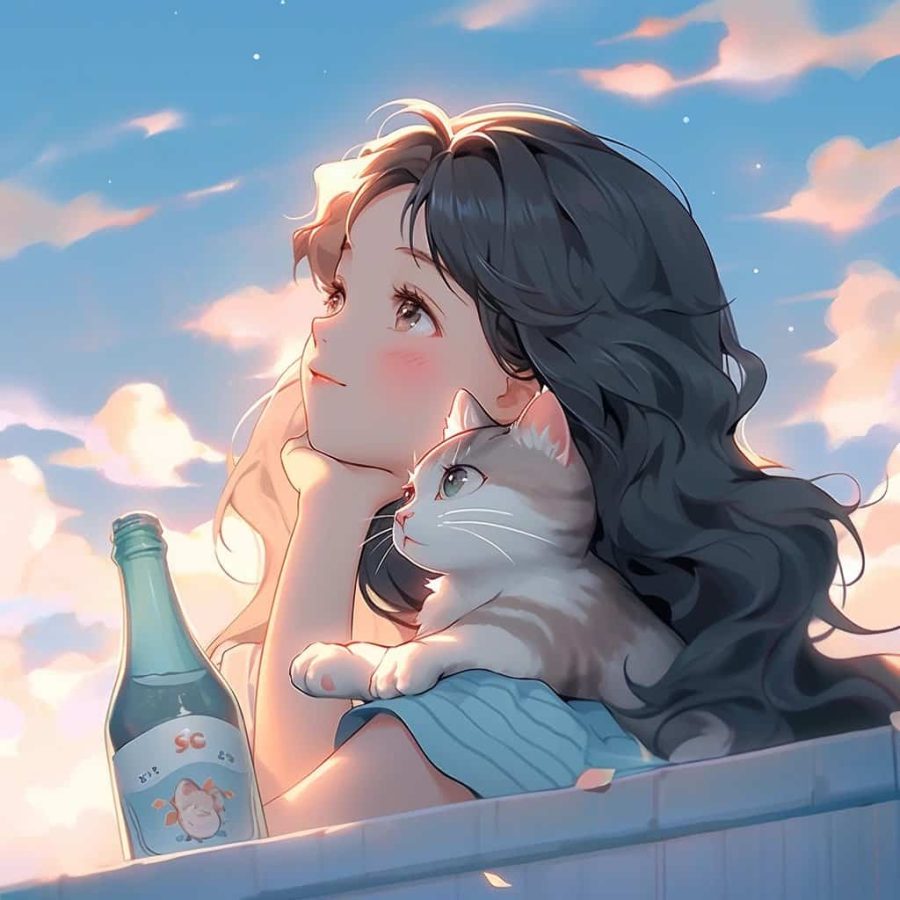 动漫黄色头像的女孩抱着一个小猫的头像动漫中的黄色魅力