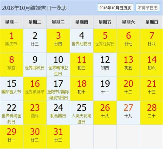 黄道吉日查询，2020年10月份黄道吉日